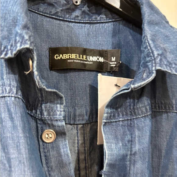 Gabrielle Union X New York & Company Blue Denim Jumpsuit - Picture 4 of 5